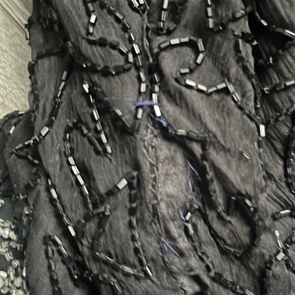 Vintage Laurence Kazar Black Silver All Over Beaded Long Sleeve Top Glam Party - Picture 10 of 10